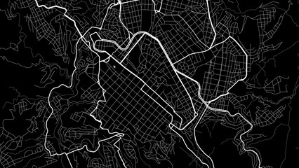 Vector map of Sucre city. Urban grayscale poster. Road map with metropolitan city area view.