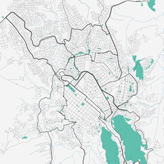 Sucre vector map. Detailed map of Sucre city administrative area. Cityscape panorama illustration. Road map with highways, streets, rivers.