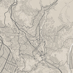 Vector map of La Paz, Bolivia. Urban city in Bolivia, America. road map art poster illustration.