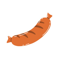 Bavarian sausage. Vector illustration. German snack. Sausage for beer. Grilled sausage.