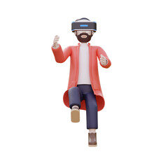 business man tried VR in metaverse