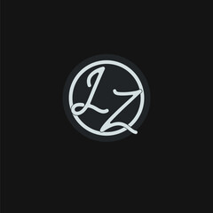 Initials LZ logo monogram with simple circle line design inspiration - obrazy, fototapety, plakaty