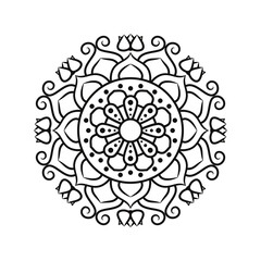 Vector Mandala ornament For Painting. Ethnic Oriental Circle Ornament. Great for Antistress Coloring Book, Artmeditation. Round floral pattern. Hand drawn decorative element.