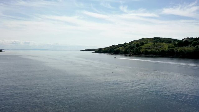 Fast boat leaving Killybegs harbour in County DOnegal, Ireland