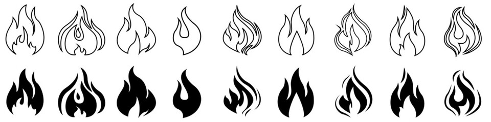 Fire icon vector set. Flame illustration sign collection. hot symbol. burn logo. © Denys