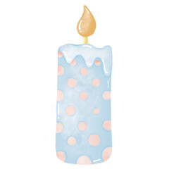 Watercolor burning candle for PNG.