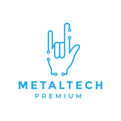 metal tech logo design vector graphic illustration