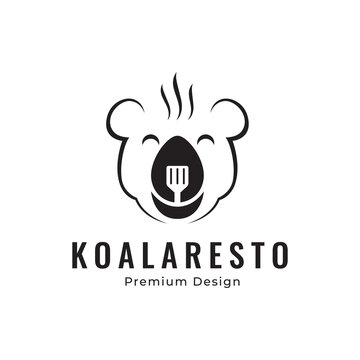 bear head chef logo design vector graphic illustration
