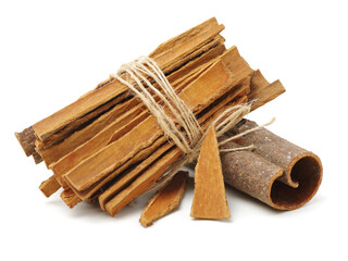 Cinnamon on a white background