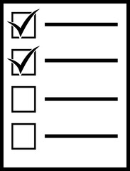 Checklist icon. sheet of paper with check marks symbol. To do list icon. note sheet.