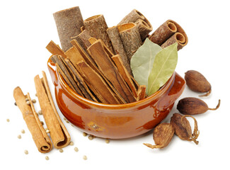 Cinnamon on a white background