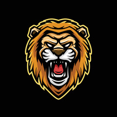 Lion Head Mascot Cartoon Illustration
