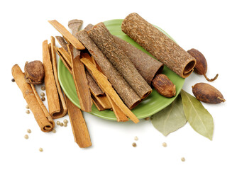 Cinnamon on a white background