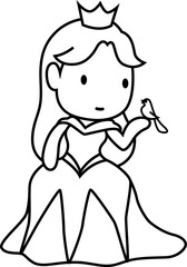 Cute princess drawing for coloring