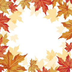 Naklejka na ściany i meble Autumn background with space for text. Thanksgiving and Harvest Day. Leaf fall frame. Watercolor maple leaves. Vector illustration