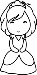 Cute princess drawing for coloring
