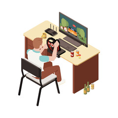 Isometric Gamer Illustration