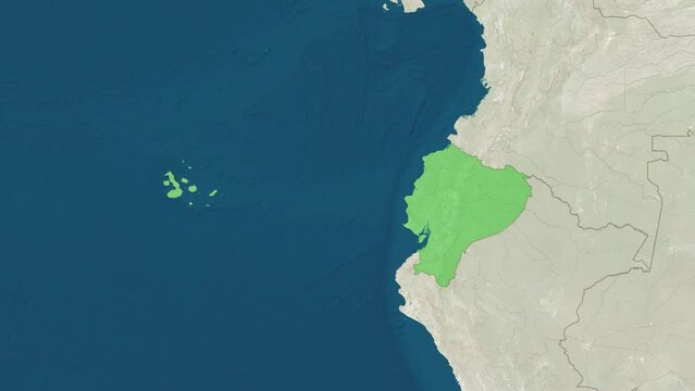 Zoom in to the map of Ecuador with text, textless
