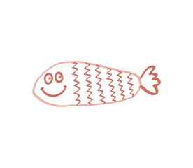Cute hand drawn fish with red stroke.