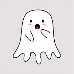 kawaii cute ghost mascot vector design illustration line art