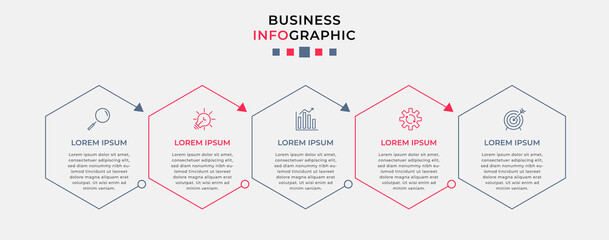 Vector Infographic design business template with icons and 5 options or steps. Can be used for process diagram, presentations, workflow layout, banner, flow chart, info graph