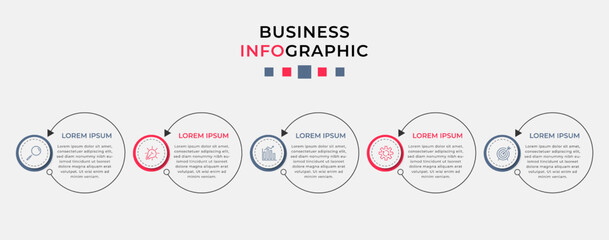 Vector Infographic design business template with icons and 5 options or steps. Can be used for process diagram, presentations, workflow layout, banner, flow chart, info graph