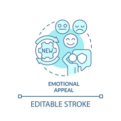 Emotional appeal turquoise concept icon. Advertising strategy abstract idea thin line illustration. Stimulating emotions. Isolated outline drawing. Editable stroke. Arial, Myriad Pro-Bold fonts used