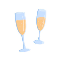 Two glasses of champagne. Vector illustration.