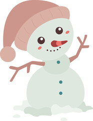 Kids and Snowman Illustration Vector