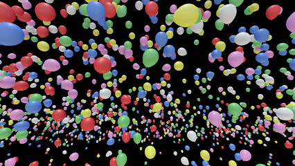 Naklejka na ściany i meble Color Balloons rising up to the sky 3D illustration.