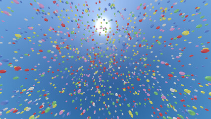Fototapeta na wymiar Color Balloons rising up to the sky 3D illustration.