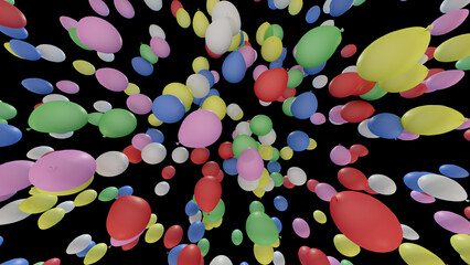 Color Balloons rising up to the sky 3D illustration.