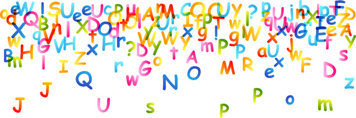 Kids creative education concept. Rainbow alphabet confetti.