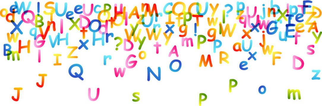 Kids creative education concept. Rainbow alphabet confetti.