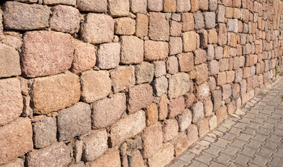 old stone wall background, front view