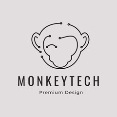head monkey tech logo design vector graphic illustration