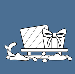 Cute Christmas Sleigh Digital Stamp