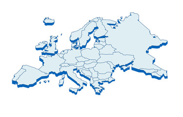 Mappa degli stati dell'unione europea. Cartina vettoriale dei paesi UE - obrazy, fototapety, plakaty