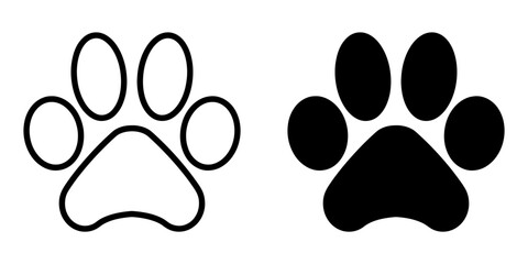 ofvs104 OutlineFilledVectorSign ofvs - paw print icon . isolated transparent . pet footprint sign . animal cat . black outline and filled version . AI 10 / EPS 10 . g11415 - obrazy, fototapety, plakaty