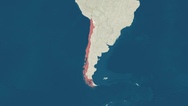 Zoom in to the map of Chile with text, textless