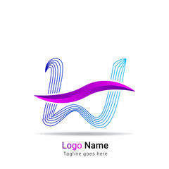 W letter logo in colorful line stroke minimal design for personal and corporate identity. Letter W abstract line vector logotype
