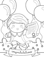 Happy Graduation Kids Coloring Pages A4 for Kids and Adult