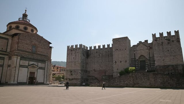 The ancient Piazza Santa Maria delle Carceri square in the historic center of Prato, Tuscany, Italy