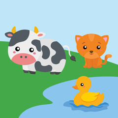 Cute Farm Animal Illustration Vector
