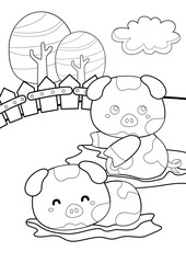 Cute Farm Animal Coloring Pages A4 for Kids and Adult