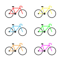 Obraz premium Bicycle simple icon silhouette on white background. Ground transport. colorful vector illustration.Bicycle icon vector logo template. simple icon. on a white background 