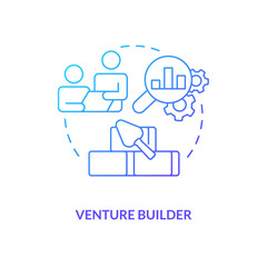 Venture builder blue gradient concept icon. Startup support type abstract idea thin line illustration. Building business with resources. Isolated outline drawing. Myriad Pro-Bold font used