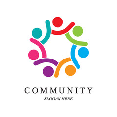 Team work logo template Concept of community friendship unity vector illustration