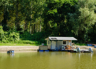 Fototapeta na wymiar A dried-up pond near the Danube River.