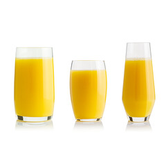 Collection of orange juice in different glasses . eparate clipping paths for each glass. Set of...